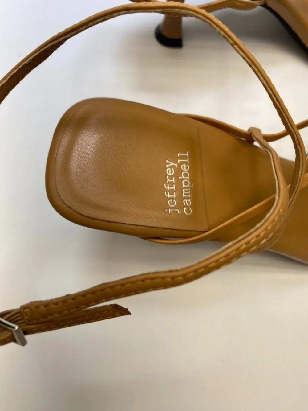 Jeffrey Campbell Womens Fluxx Strappy Tan Leather Heel Sandal Sz  9.5